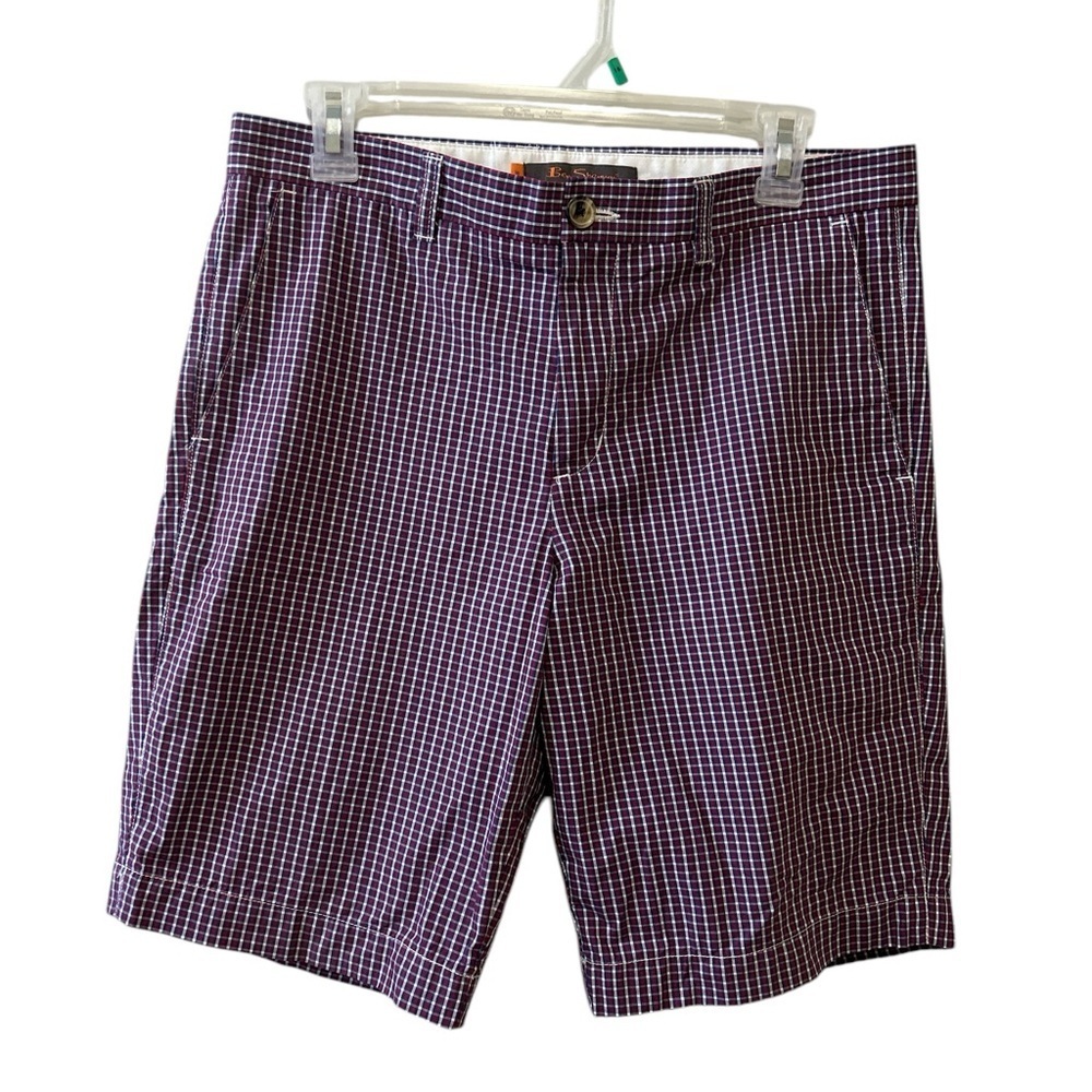 Ben Sherman Men's Red & White Checked Shorts Size 30